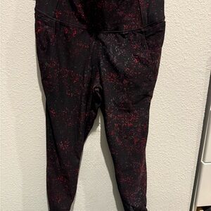 Livi Active Black Leggings with Red Speckle Design